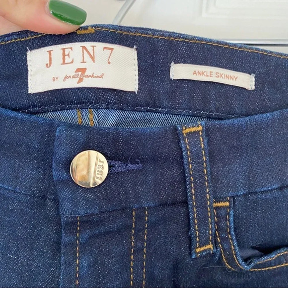 NWT Jen 7 by 7 For All Mankind Blue Denim Mid Waist Straight Leg Ankle Jeans - Picture 6 of 11